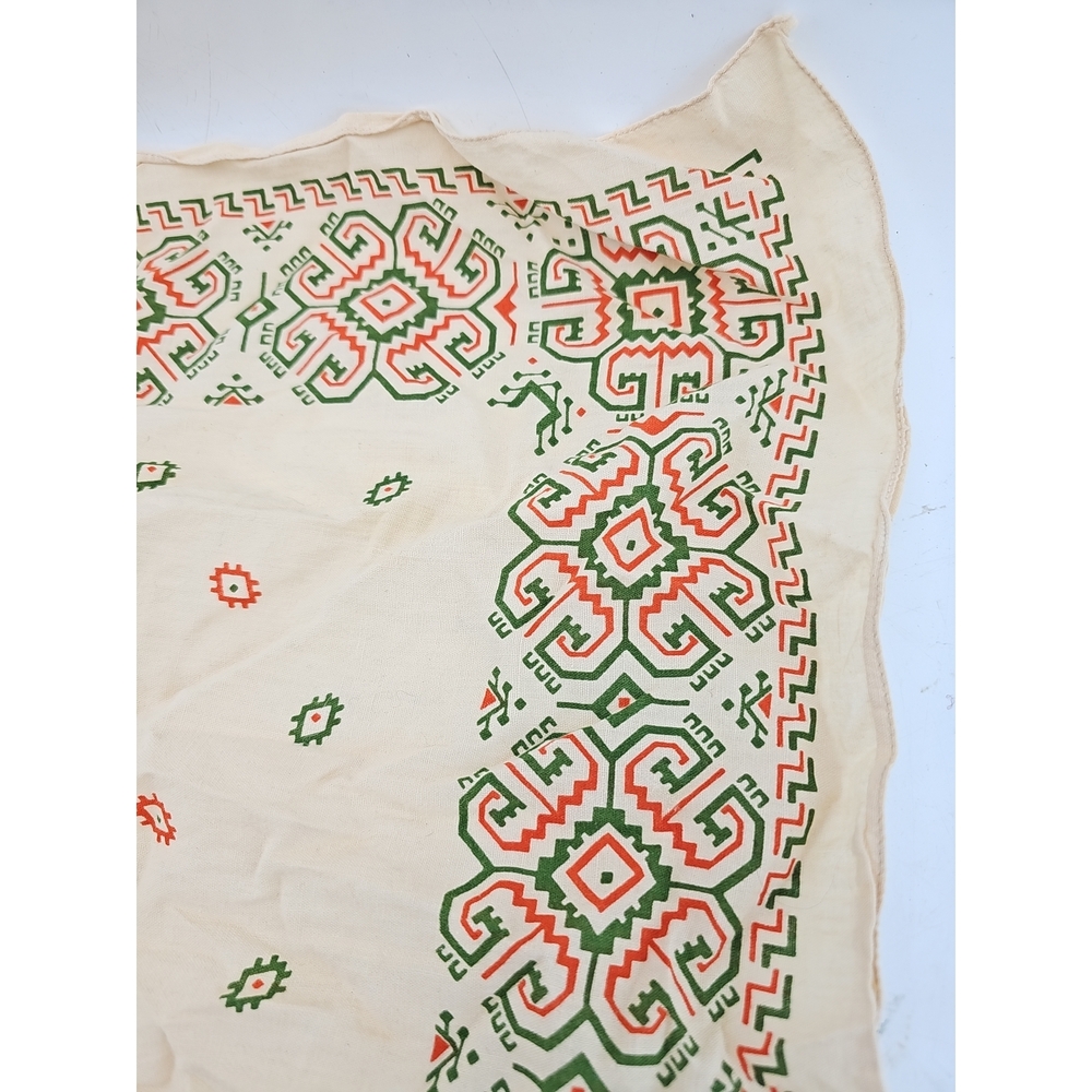 Vintage Geometric Pattern Cotton Bandana - Picture 5 of 5